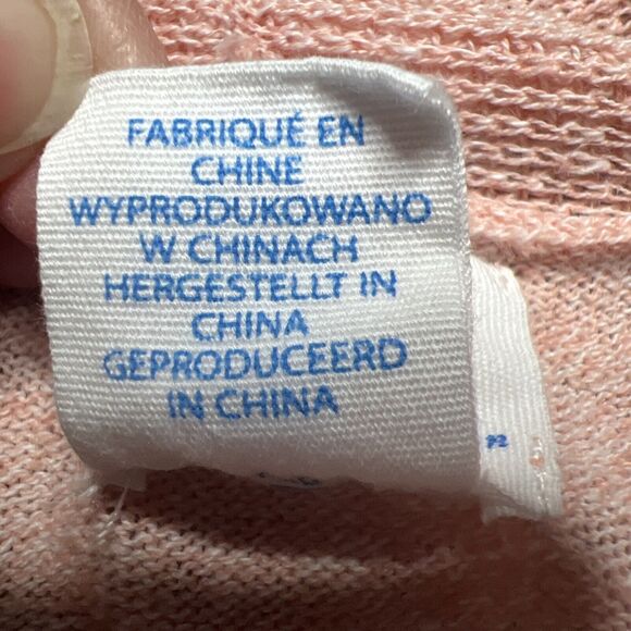 Sigrid Olsen Linen Blend Cardigan Medium Pink Lightweight Open Front Pockets - Picture 4 of 7